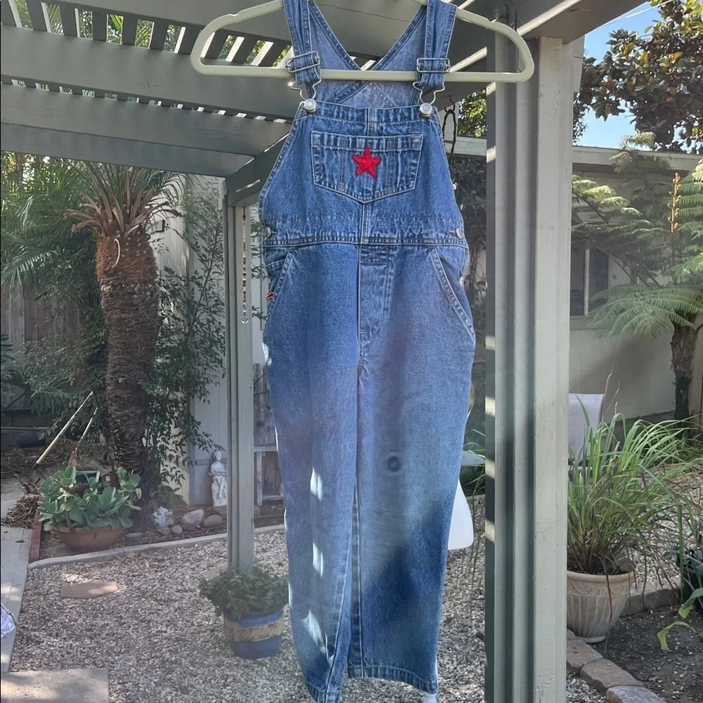 GAP KIDS DENIM OVERALLS Size XS  Age 3-4 SO CUTE  Red Embroidery